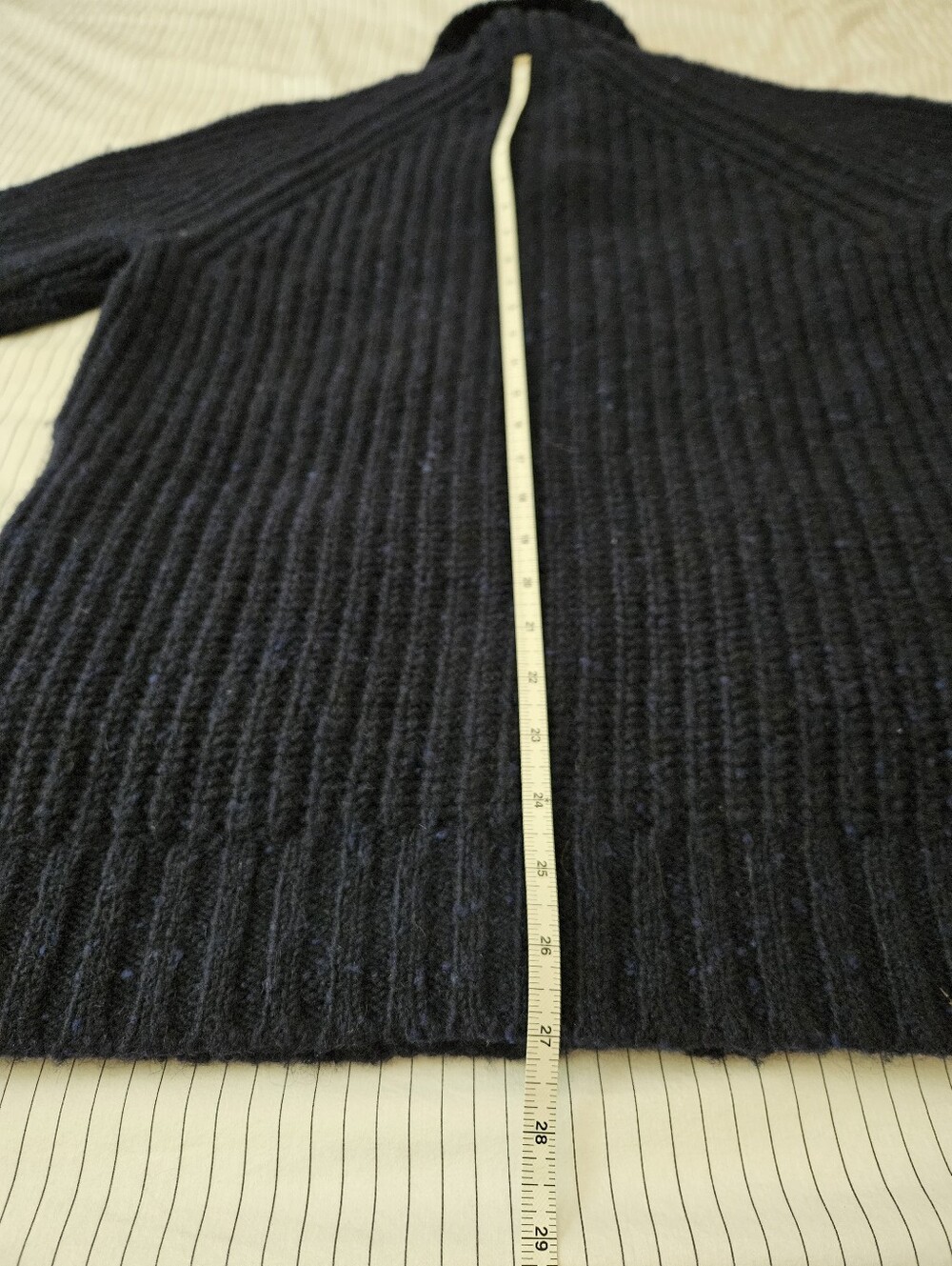 Navy Donegal Wool Shawl Collar Cardigan - Picture 8 of 13
